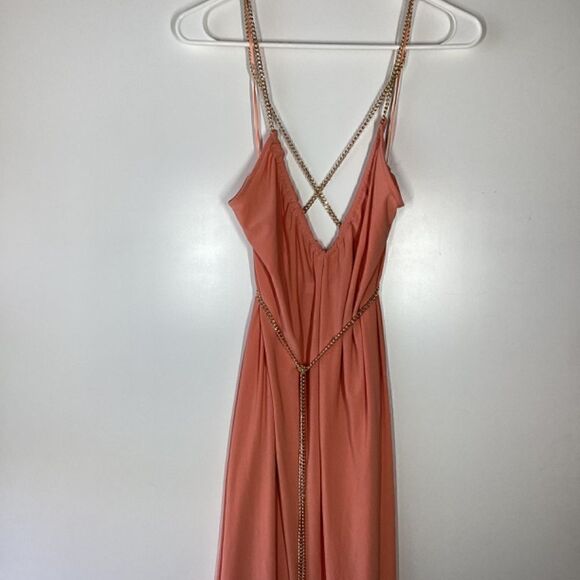 Ramy brook Ryder Chain-Trim High-Low Dress Peach Size Large - Picture 7 of 16